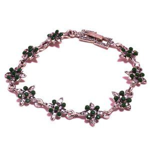 Emerald Gemstone Marcasite Sterling Silver Bracelet